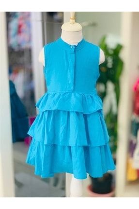 Hilal Akıncı Mavi Desenli Elbise kl563