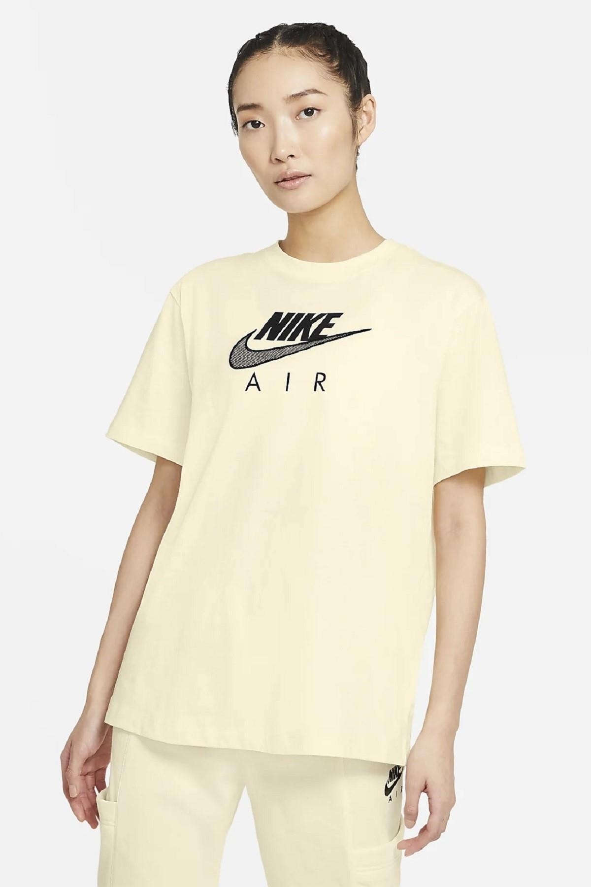 Nike Air Boyfriend Top Short-sleeve Baskılı Nakışlı Bol Kesim Uzun Sarıtişört