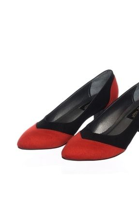 5130 Özel Seri Abiye Kadın Büyük Numara Ayakkabı 5130 Siy Kir-Siyah Kırmızı