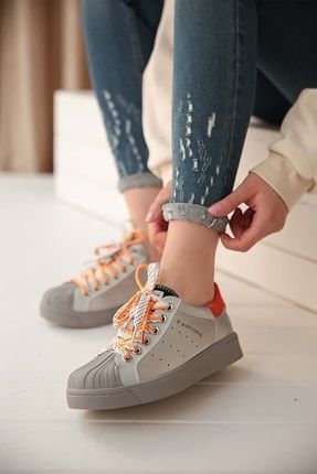 Guja Renkli Bağcıklı Gri Günlük Kadın Sneaker EFL22YGJ001