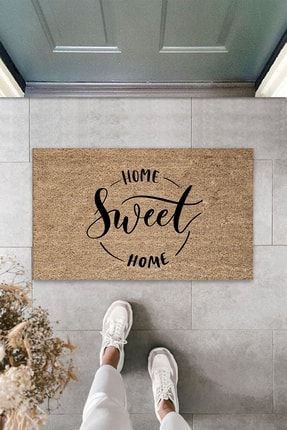 Dış Ve Iç Mekan Siyah Kapı Önü Paspası Home Sweet Home Desen Paspas anka-K-3298