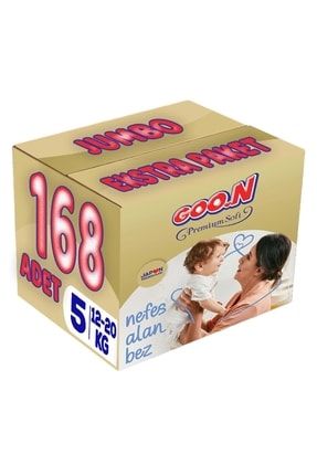 Goon Premium Soft Bebek Bezi Beden:5 (12-20kg) Junior 168 Adet Jumbo Ekstra Pk PAKETGOON051