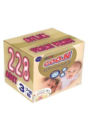 Premium Soft Bebek Bezi Beden:3 7-12kg Midi 228 Adet Aylık Fırsat Pk PAKETGOON013