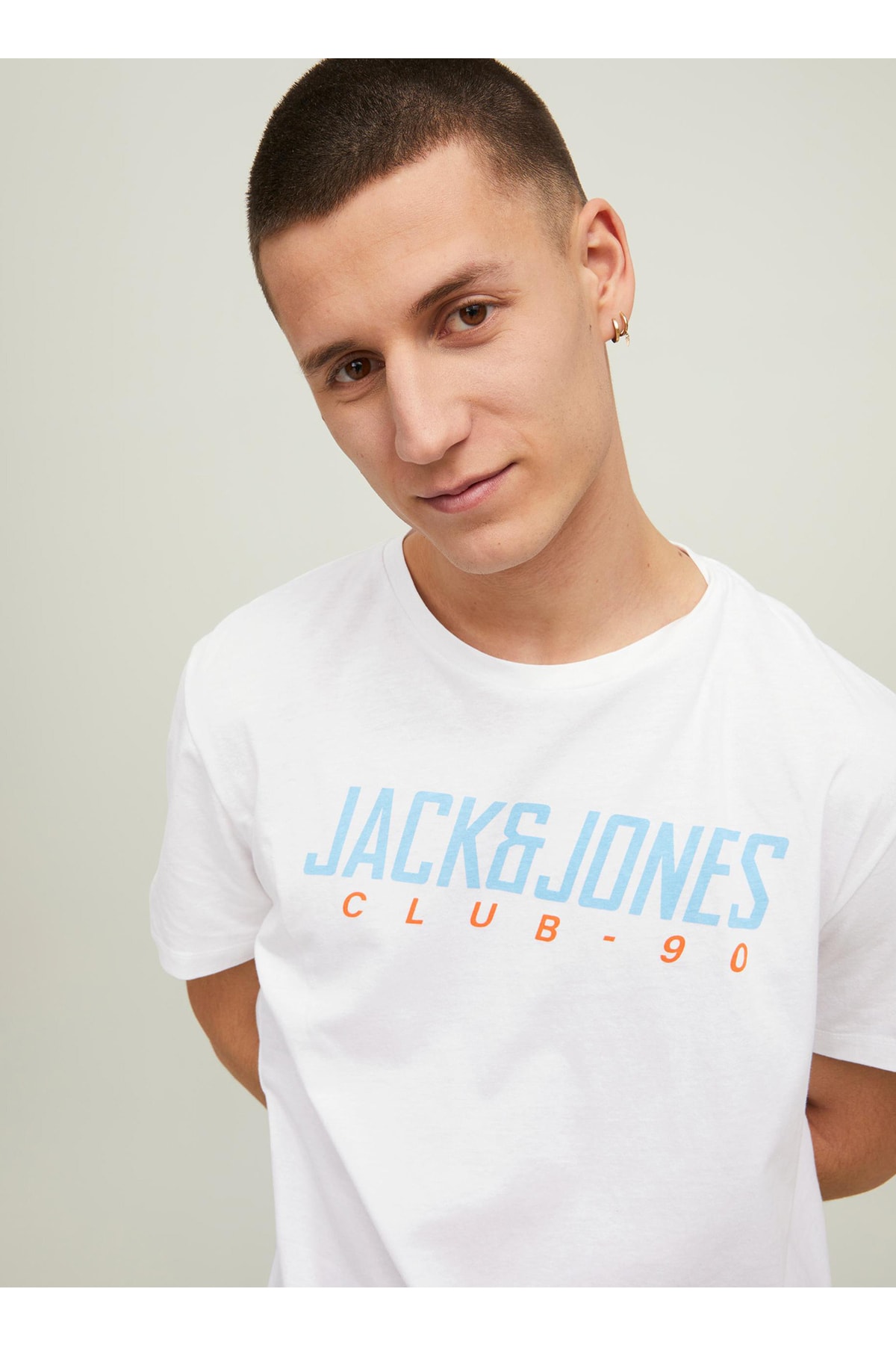 Jack & Jones 12213761_jcoclub Tee O Yaka Regular Fit Baskılı Beyaz Erkek T-shirt