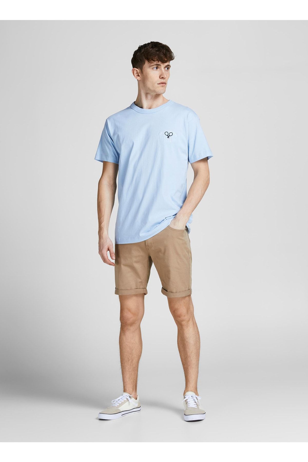 Jack & Jones 12201546_jpstrick Jjoriginal Однотонные кремовые мужские шорты с нормальной талией