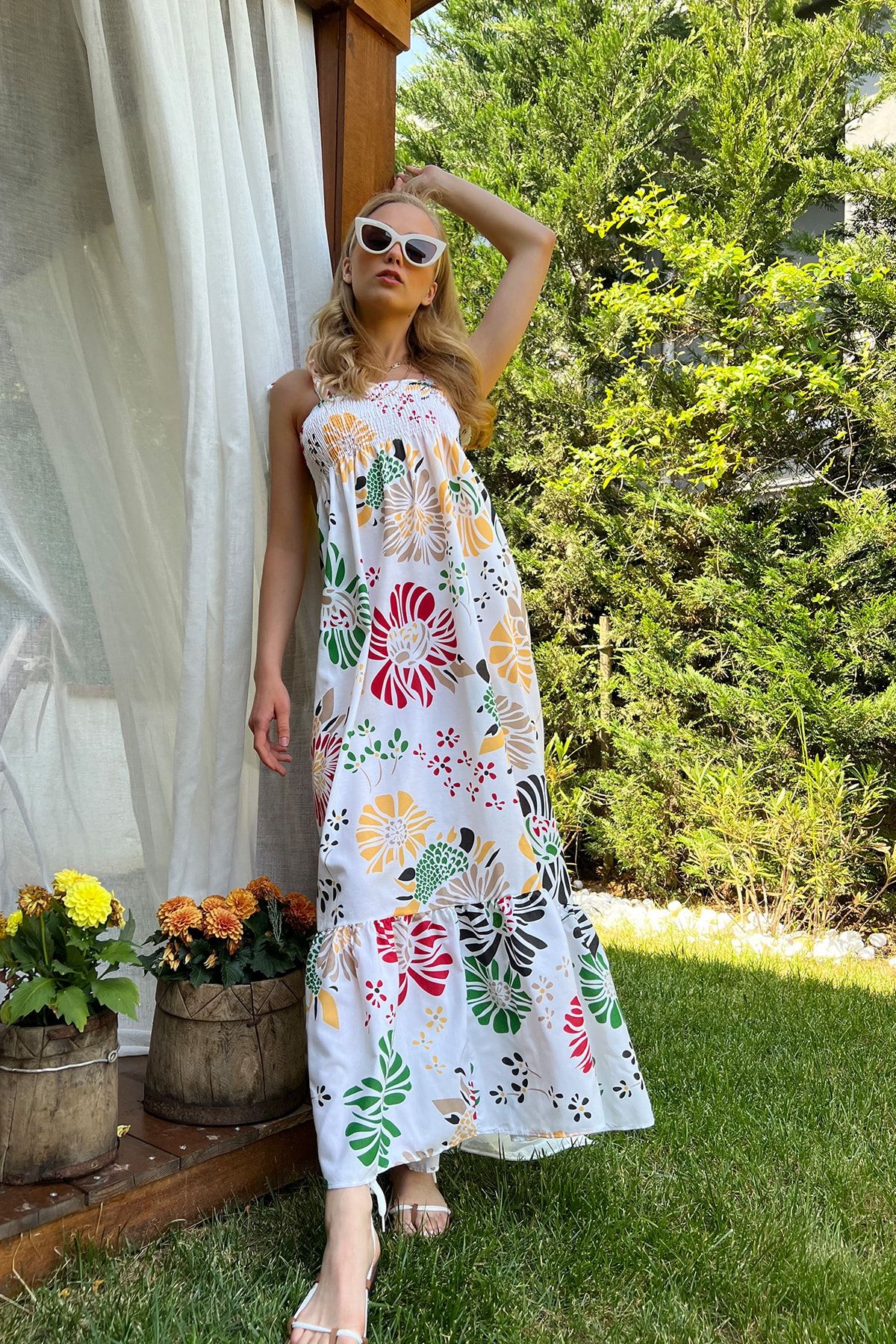 Trend Alaçatı Stili Kleid Ecru Basic Fast ausverkauft