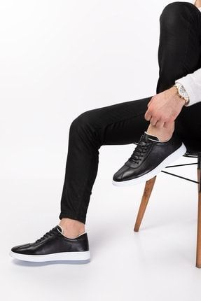 Siyah - Hakiki Deri Erkek Cool Confort Erkek Sneaker Deri Ayakkabı Maximoda-866508