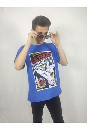 Bisiklet Yaka Batman Baskılı Oversize Erkek T-shirt BSY-KK-BTMN-1000
