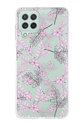 Samsung Galaxy A22 Uyumlu Kapak Floral Pudra Tasarımlı Şeffaf Silikon Kılıf prt1mmsmA22_00floral