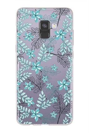 Samsung Galaxy A8 Plus (2018) Uyumlu Kapak Floral Su Yeşili Tasarımlı Şeffaf Silikon Kılıf prt1mmsmA8Plus2018_00floral