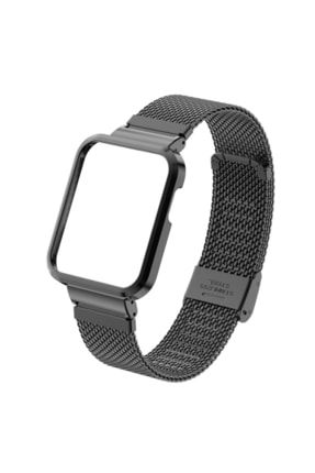 Xiaomi Mi Watch Lite Uyumlu Klipsli Hasır Metal Kordon & Kasa Koruma 2 In 1 Tel Örgü Kayış krd-59-miwl-act/r