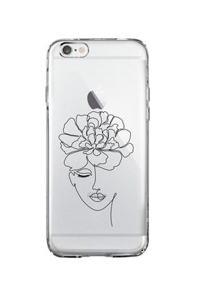 Iphone 6 / 6s Uyumlu Flower Women Art Desenli Premium Şeffaf Silikon Kılıf ewfrtt54reg