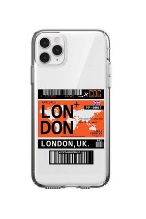 Iphone 11 Pro Max Uyumlu London Bilet Tasarımlı Premium Şeffaf Silikon Kılıf mycaseiphone11promaxşeffaf