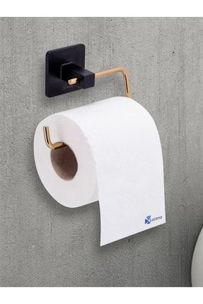 Tuvalet Kağıtlığı Yapışkanlı Siyah Altın Askılı Tuvalet Kağıtlık (GÜÇLÜ TUTUŞ) 1035YSA01001