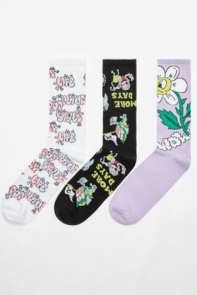 3’lü Eğlenceli Desenli Çorap Paketi 09881588