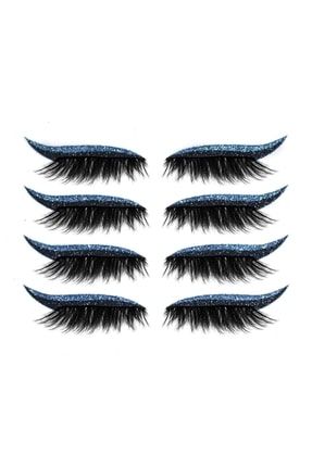 Mavi Eyeliner’lı Takma Kirpik-4 Çift Mavi Eyeliner Sticker TYC00466653209