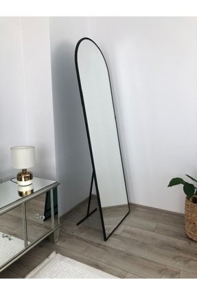 Siyah Metal Çerçeveli Ayaklı Oval Boy Aynası 180*60 Cm AYAKLIOVAL180-60
