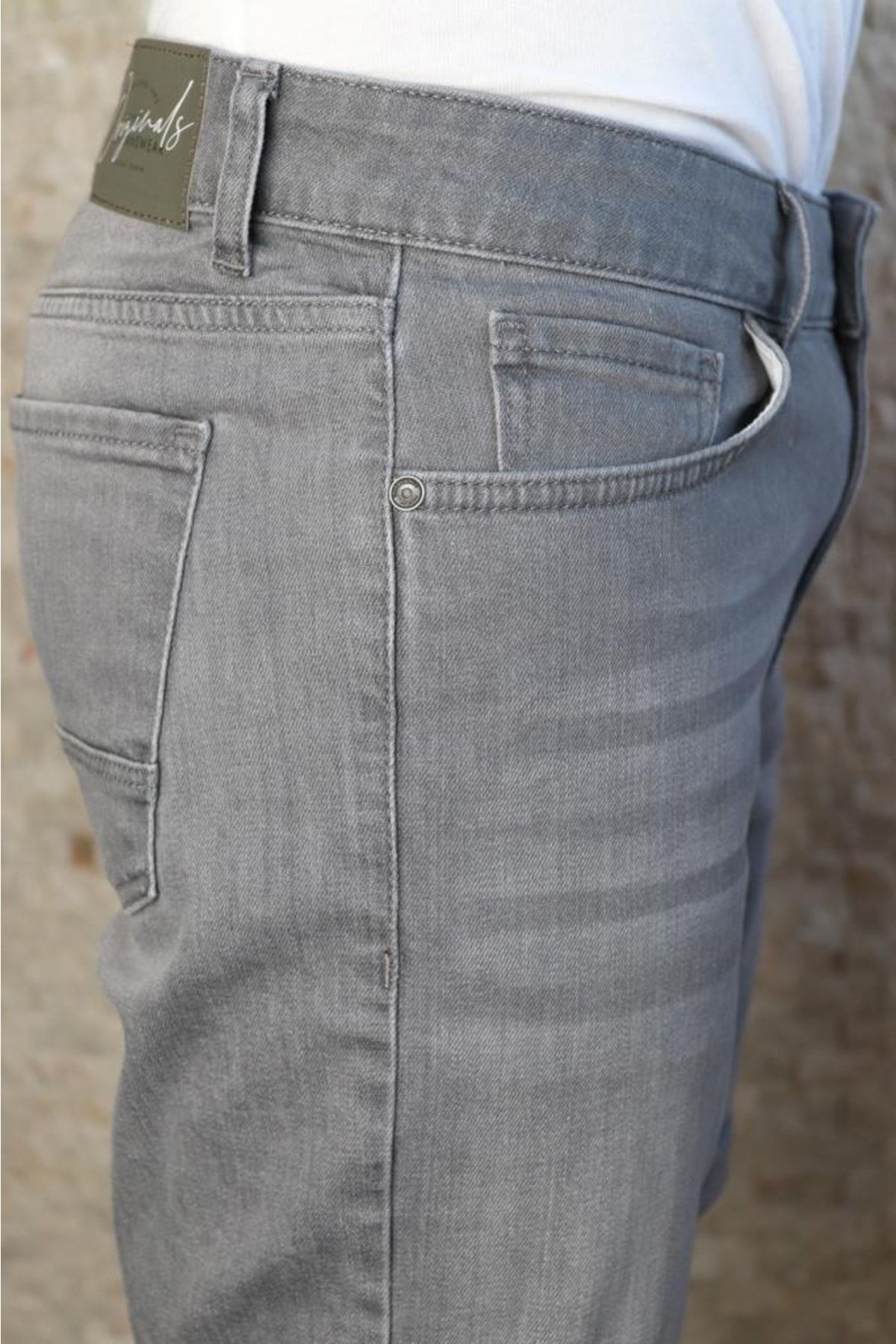 HLT JEANS Erkek Taşlamalı Rahat Kesim Esnek Likralı Gri Kot Jean Şort Hlt1961 IV10450