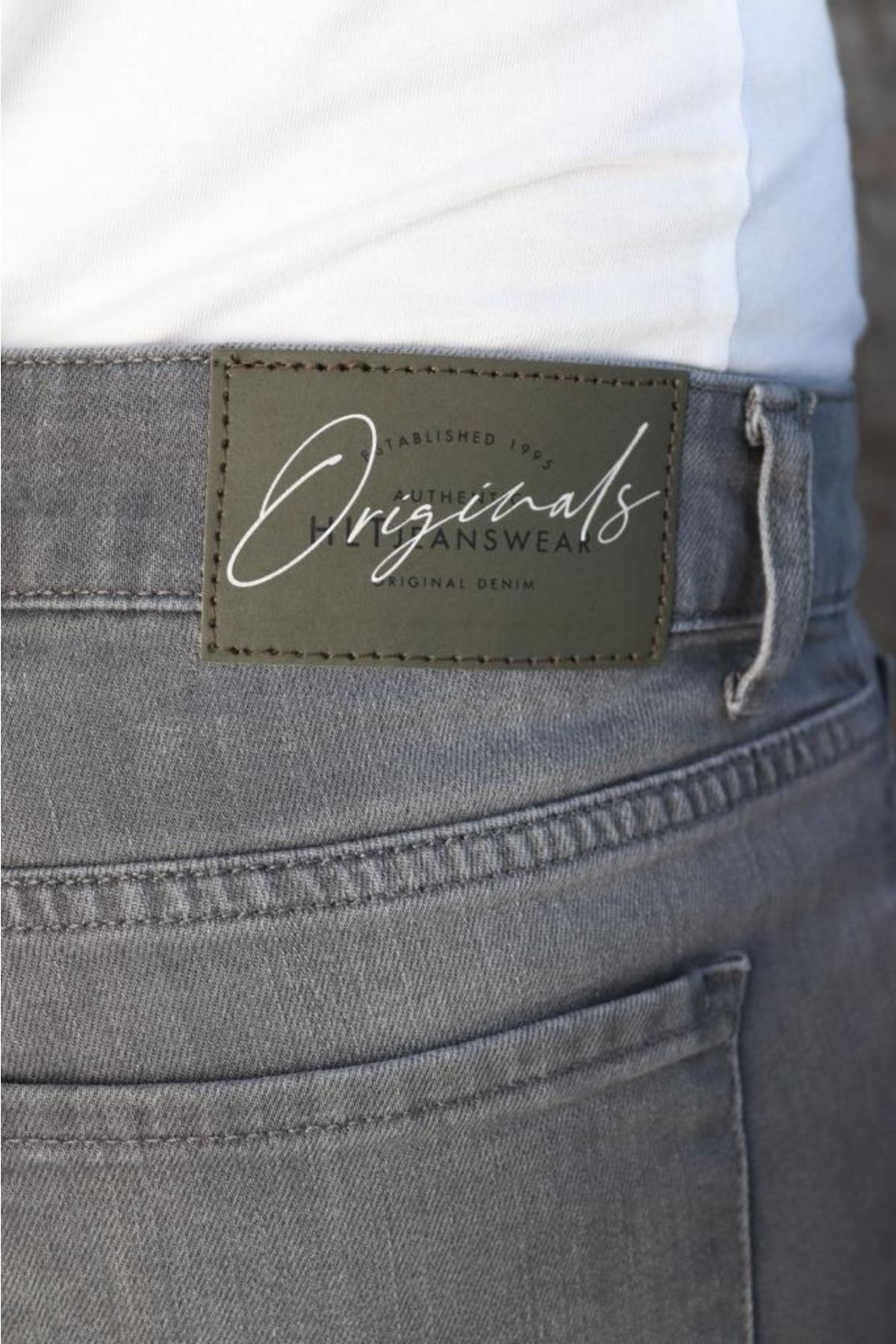 HLT JEANS Erkek Taşlamalı Rahat Kesim Esnek Likralı Gri Kot Jean Şort Hlt1961 IV10450
