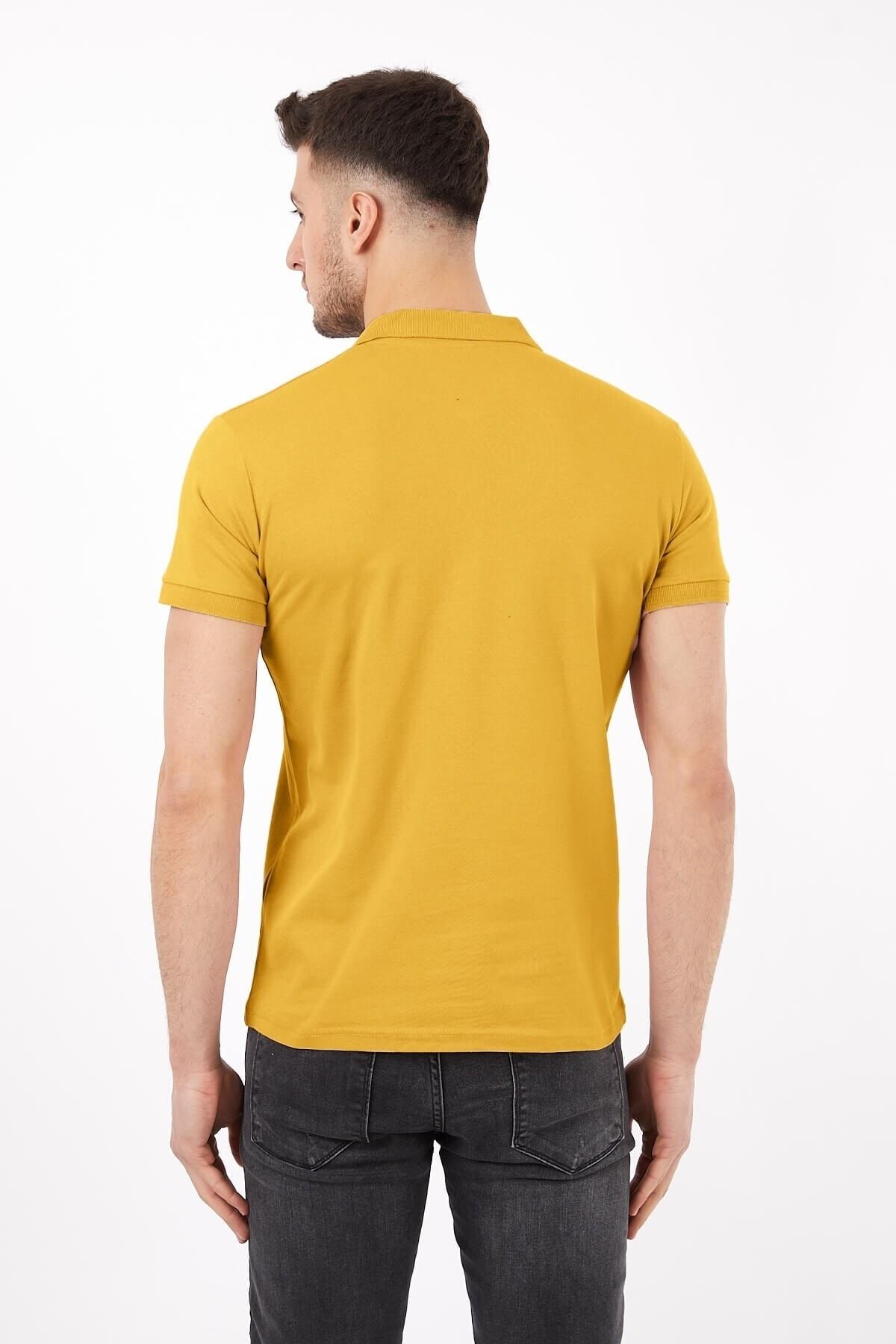 Pobudo Mustard Color Polo Neck Men s T Shirt