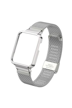 Xiaomi Mi Watch Lite Uyumlu Klipsli Hasır Metal Kordon & Kasa Koruma 2 In 1 Tel Örgü Kayış krd-59-miwl-act/r