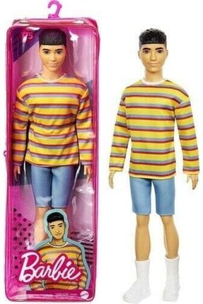 Barbie Yakışıklı Ken Bebek Orjinal Çizgili Thişörtlü P7341S2903
