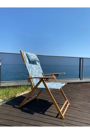 Kolçaklı Şeffaf Plaj Sandalyesi Yüksek Model Mavi YKS-MAV