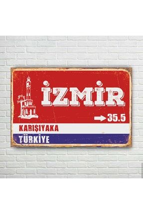 Izmir Karşıyaka Il Tabelası Retro Ahşap Poster TABLRPTABL132