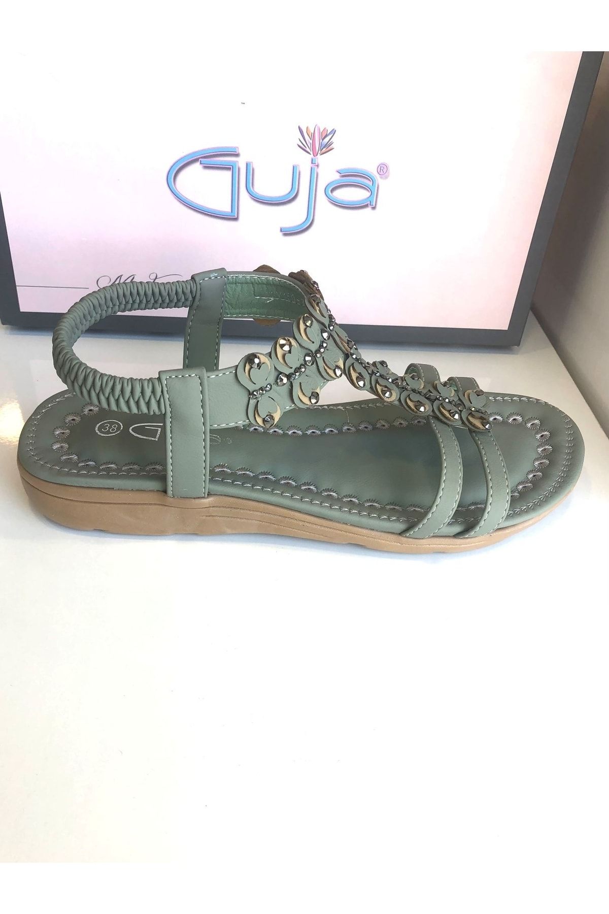 Guja Arme Cıty 22y150-7 Mint Yeşil Ortopedik Taşlı Sandalet VB8332