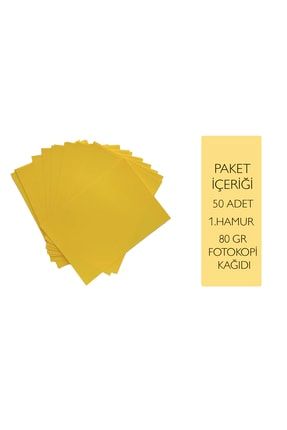 Fotokopi Kağıdı Sarı Renk A5 80gr 50 Adet Renkli Origami Baskı Kağıdı TYC00467895672