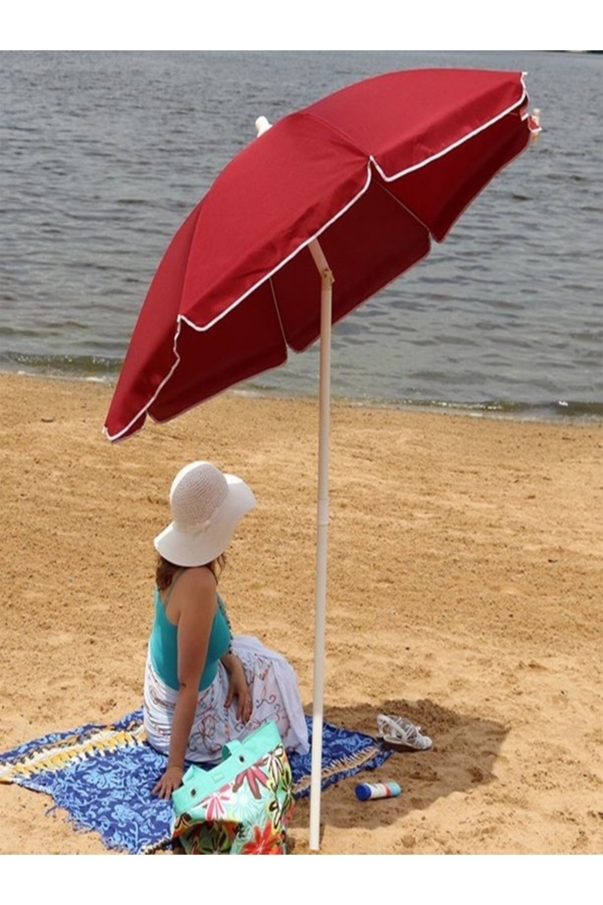 HEPBİMODA 2 Metre Gölgelik Şemsiye Plaj Balkon Bahçe Teras Şemsiyesi Kalın Kumaş