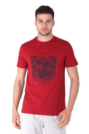 Yaprak Desen T-shirt Bordo DS200012014