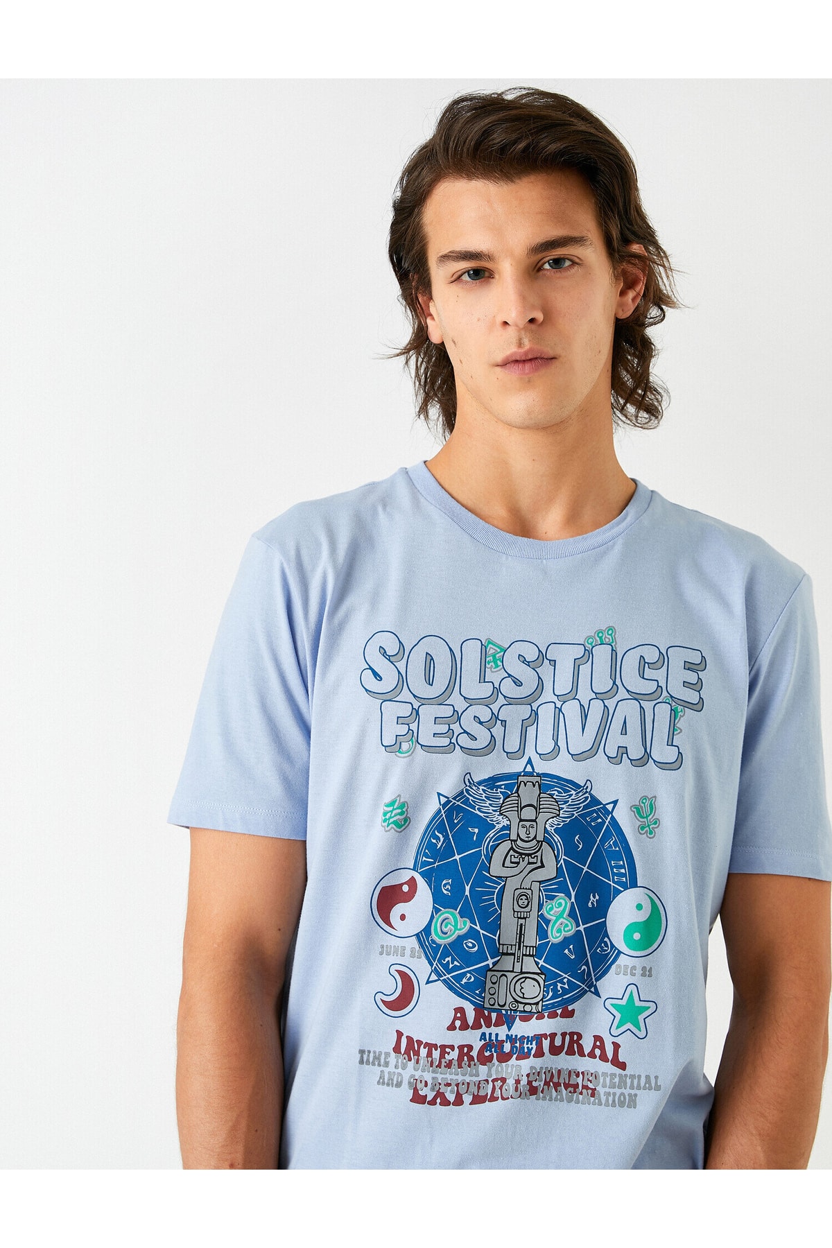 تیشرت مردانه آبی کوتون | 2SAM11321HK اورجینال - تصویر 2