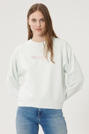 Kadın Açık Yeşil Regular Fit %100 Pamuk Sıfır Yaka Sweatshirt W211023