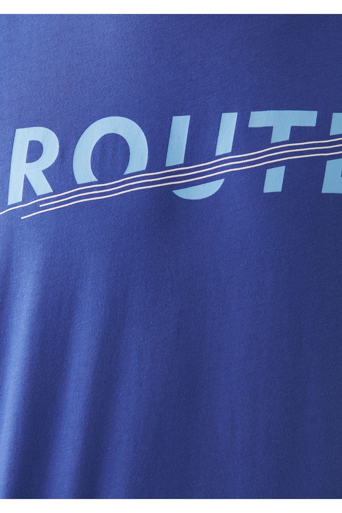 Mavi تی شرت چاپ شده مسیر مناسب / برش معمولی 8810570-70898