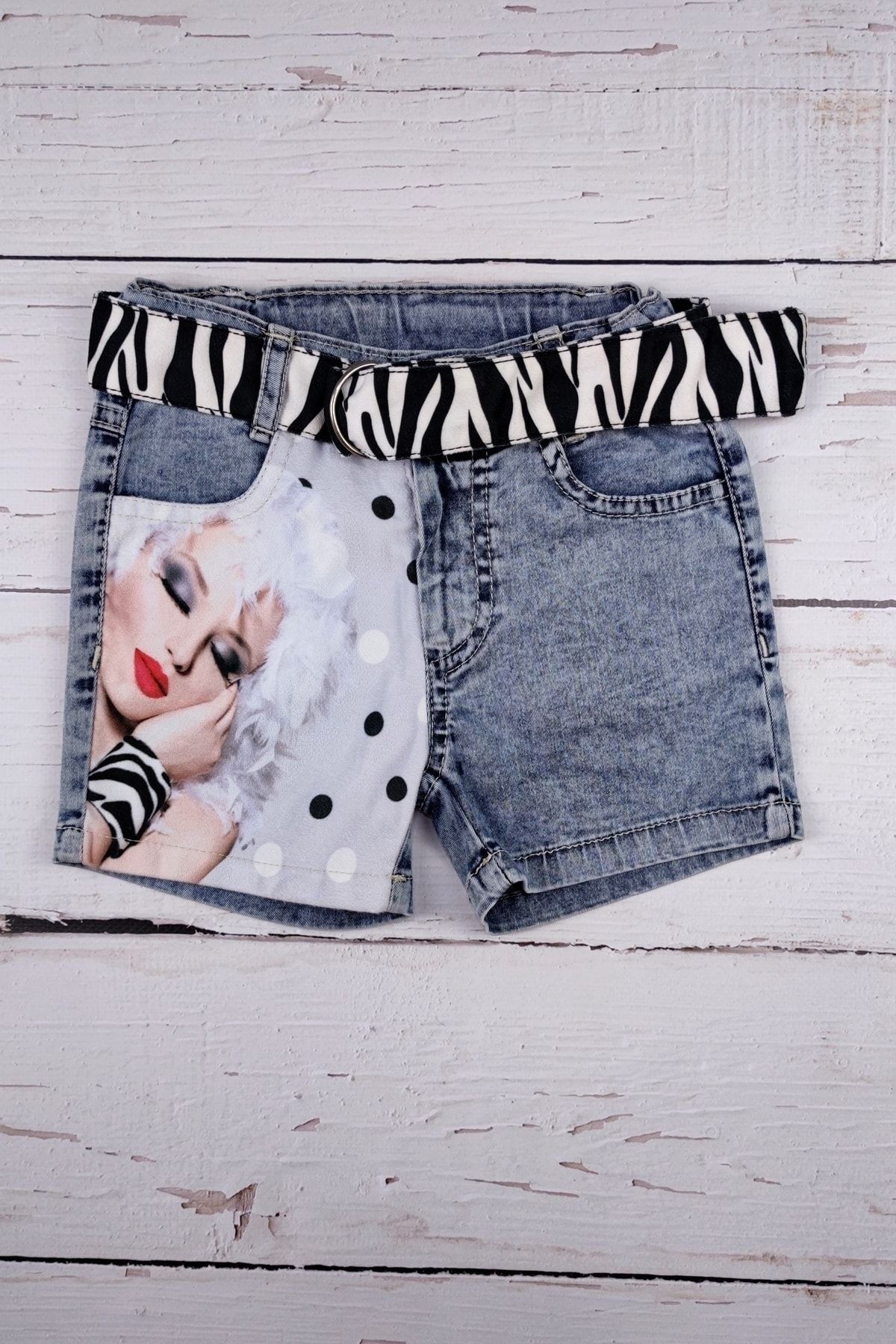 Patterned jean shorts top