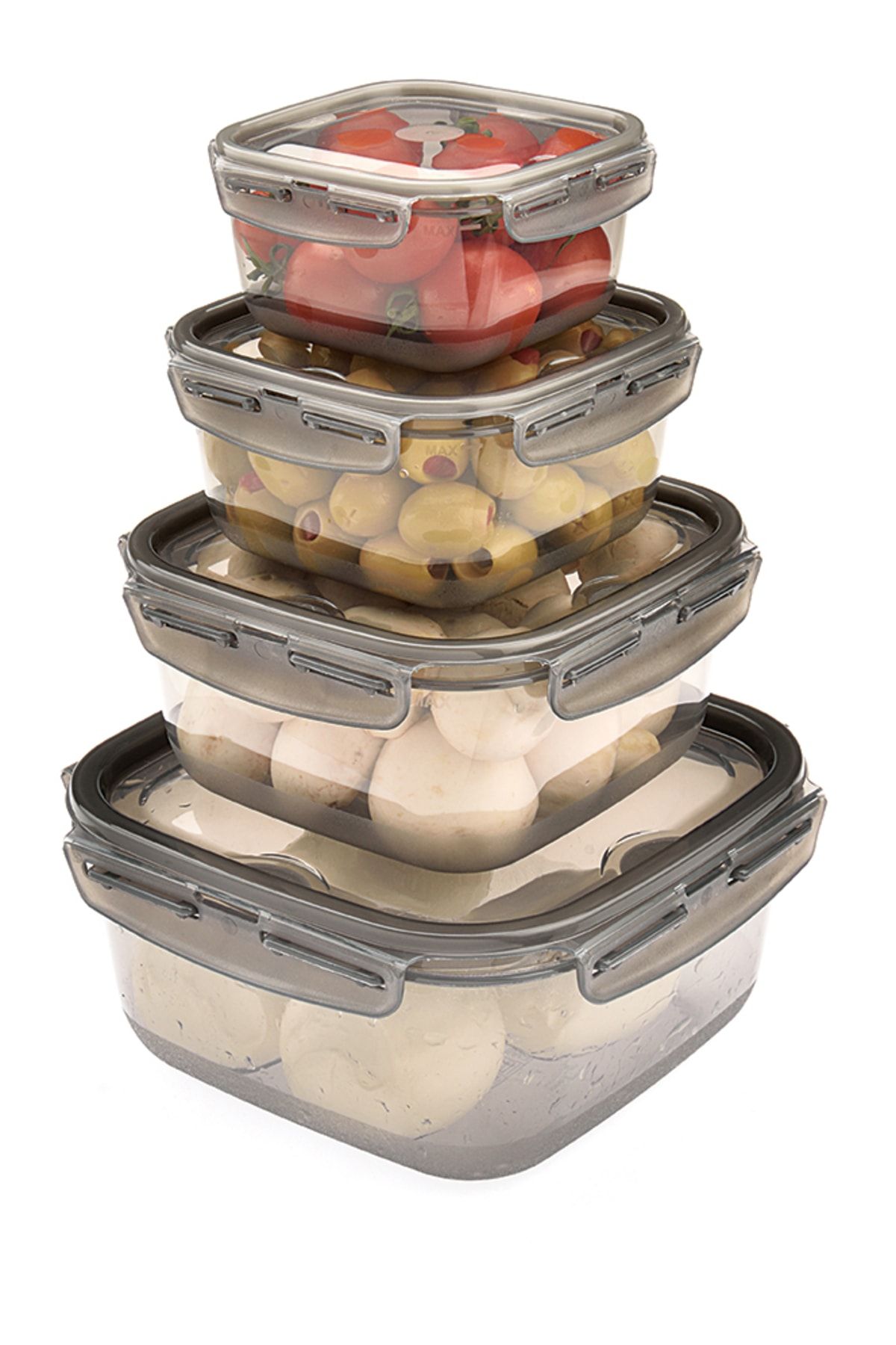 Melkan Home-Locked & Lid Storage Container Set of 4 Smoked Storage Container Set & Square Storage Container Set 1
