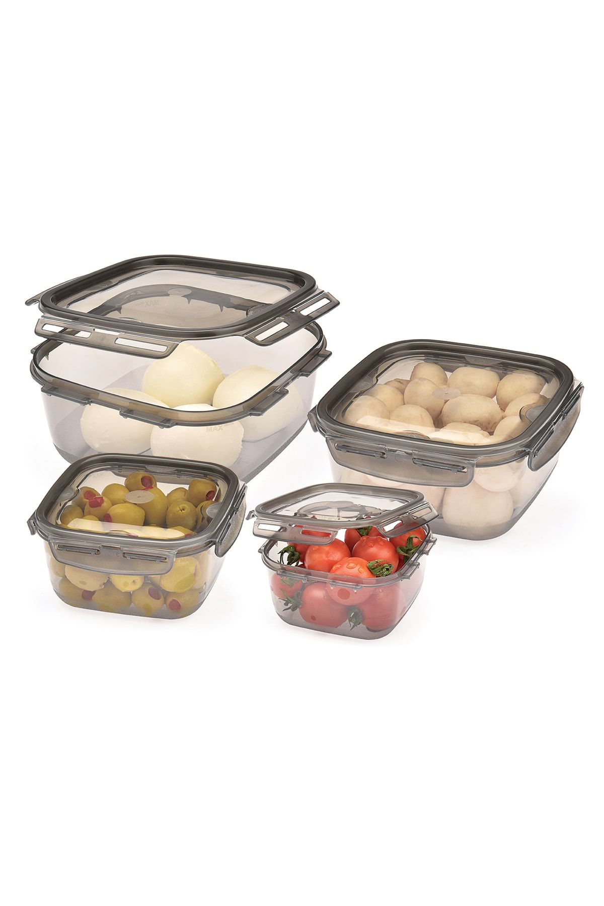 Melkan Home-Locked & Lid Storage Container Set of 4 Smoked Storage Container Set & Square Storage Container Set 2