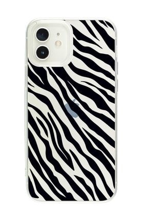 Iphone 12 Mini Zebra Pattern Premium Şeffaf Silikon Kılıf Siyah Baskılı apple 12 mini dsn 1