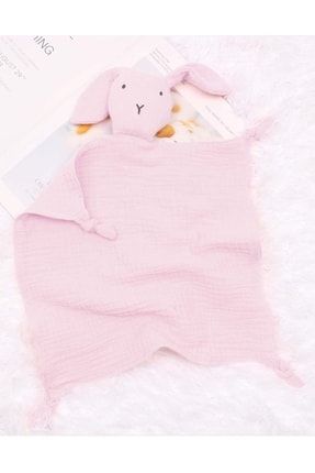 Kız Bebek Uyku Arkadaşım 4 Katlı Organik Müslin Kumaş Pembe Tavşan Model MKU01-