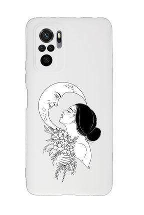 Xiaomi Redmi Note 10 Uyumlu Moon And Women Desenli Premium Silikonlu Lansman Telefon Kılıfı MCRDMNT10TSL190