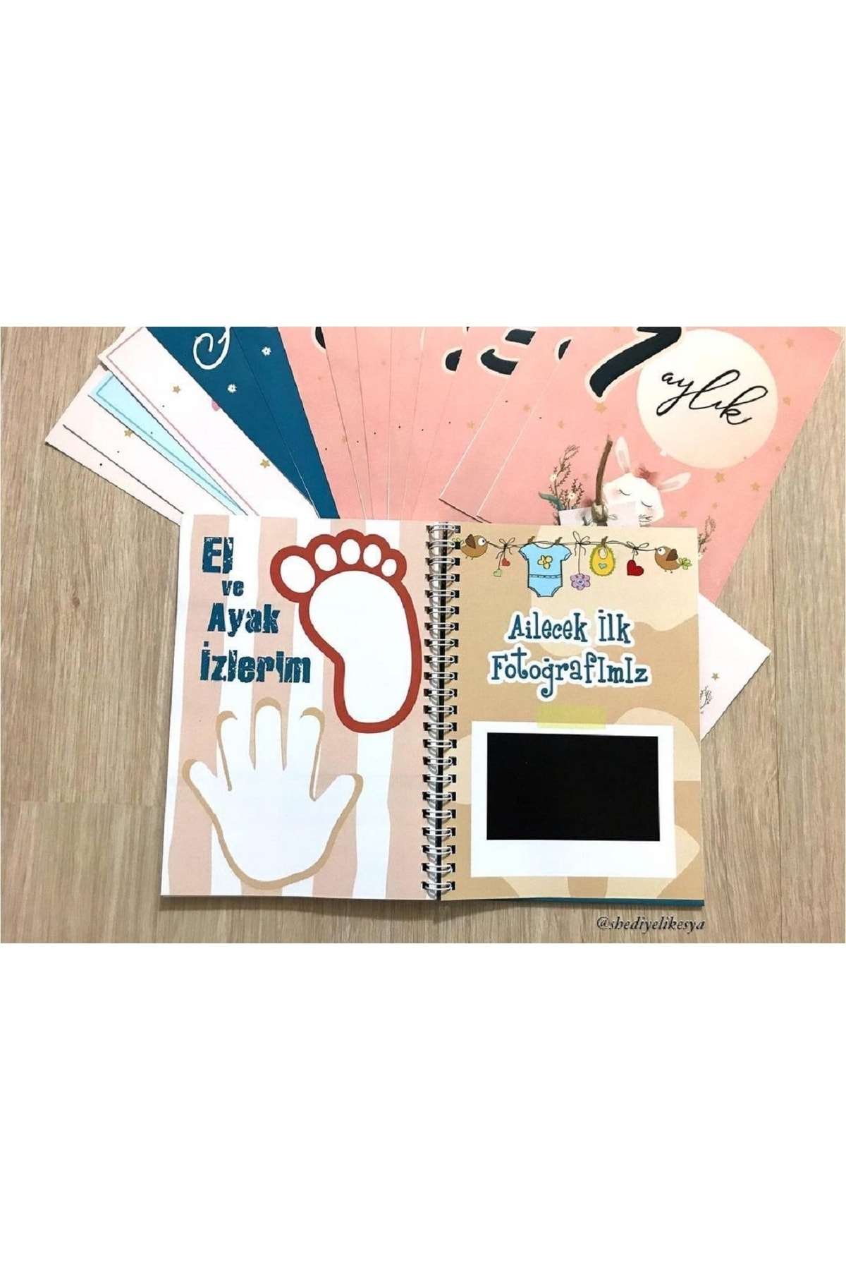 sandal hediyelik Hamilelik Ve Anne Bebek Günlüğü / Bebek Anı Defteri / Anı Kartları Hediye / Kişiye Özel Tasarım fotoğrafı 4 (önizleme)