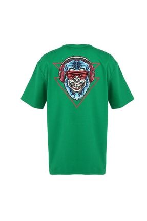 T-shirt, %100 Pamuklu, Unisex , Baskılı, Yeşil , Oversize Tişört No2