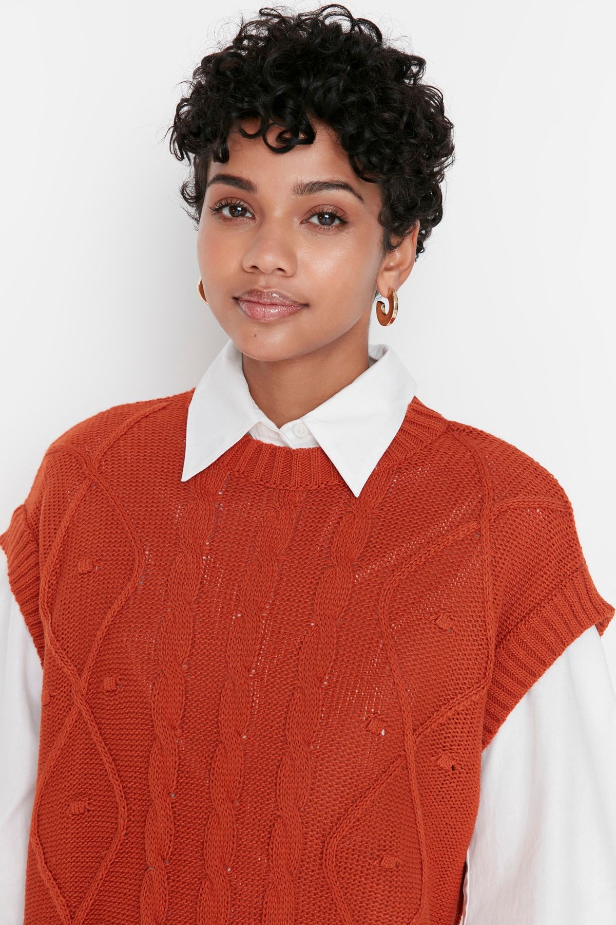 Trendyol Modest Pullover Weste Braun Regular Fit Fast ausverkauft