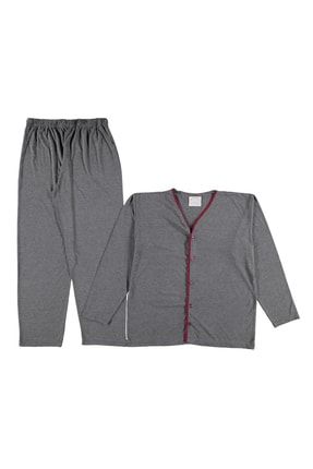 Boydan Düğmeli Uzun Kollu Mevsimlik Penye Erkek Pijama Takımı 7500 TYC00469935094