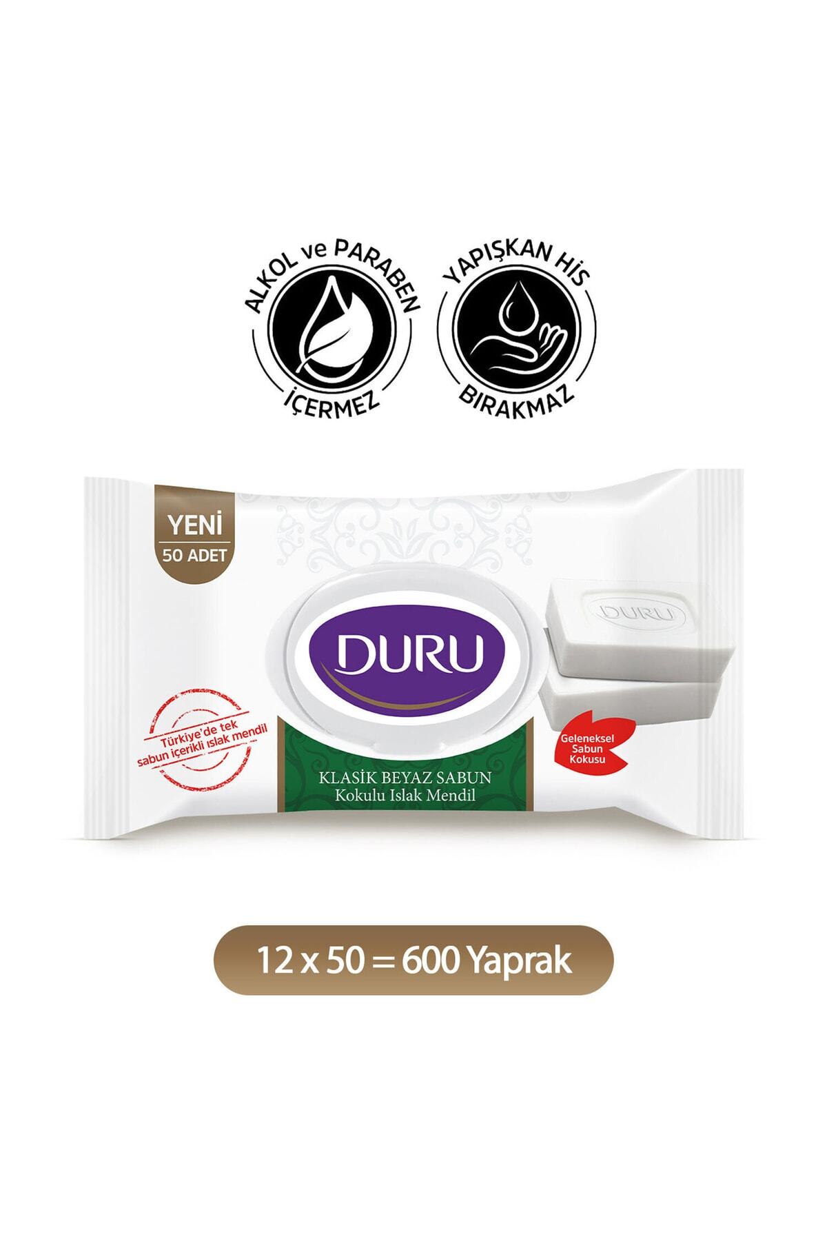 Duru Beyaz Sabun Kokulu Islak Mendil 12x50 Adet fotoğrafı 3 (önizleme)