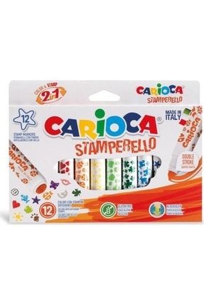 Carioca Stamperello Yıkanabilir Keçeli Boya Kalemi 12li (bir Ucu Keçeli Kalem Bir Ucu Damga) 354298-00023
