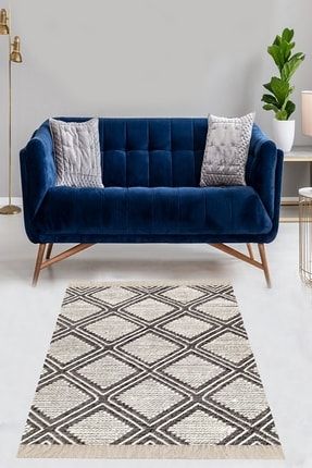Geometrik Karo Desenli Dijital Baskı Yıkanabilir Kaymaz Taban Etnik Kilim Desen Salon Halı BFOGEO15