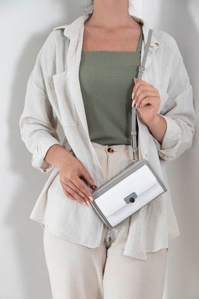 Beyaz Üç Bölmeli Kadın Çapraz Askılı Telefon Cüzdanı/cüzdan & Kartlık Sp921 SP921