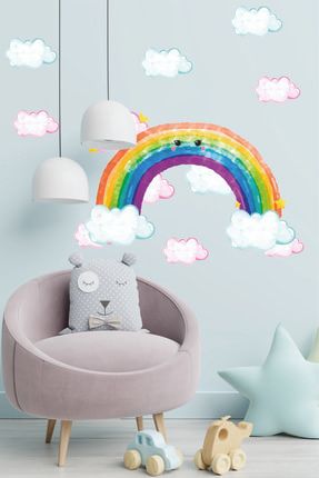 Gökkuşağı Ve Bulutlar Çocuk Odası Duvar Sticker q4017
